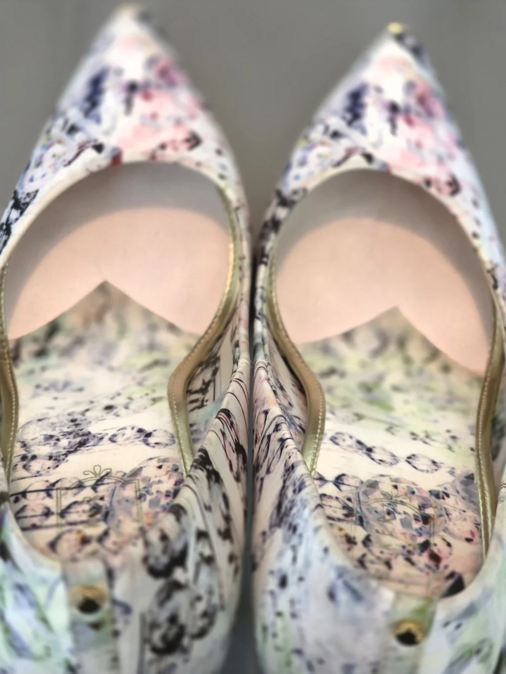 Ted Baker Floral Watercolor Pointed-Toe Stilettos - White with Pastel Accents